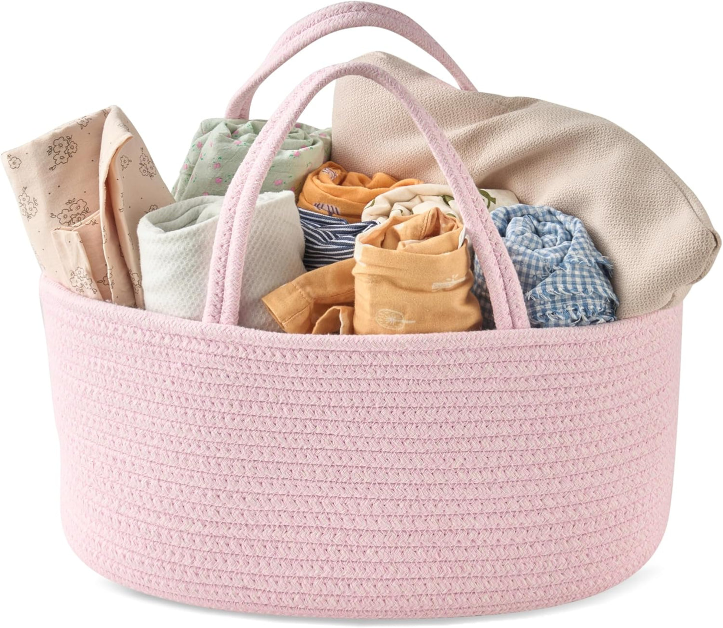 Diaper Caddy Organizer, Empty Gift Basket for Newborn Essentials, Baby Storage Basket, Stylish Gift Bag for Baby Shower, Boys and Girls – Small, White and Beige Brown
