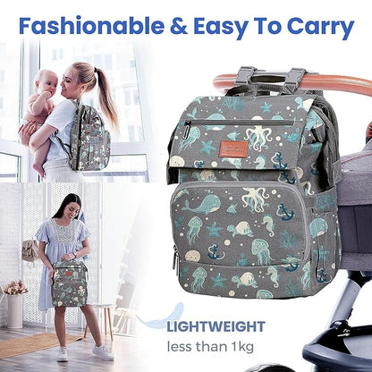 PILLANI Baby Diaper Bag Backpack - Backpack Diaper Bag w/Large Capacity - Baby Shower Gifts - Waterproof Travel Diaper Bags w/Changing Pad, Insulated Bottle Holders, Padded Straps - Baby Boy Stuff