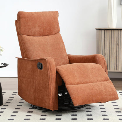 Trustyue Swivel Rocker Recliner Chair, 360° Swivel Recliner with Heat and Massage, Rocker Recliner Nursery Glider Chair with Side Pockets for Living Room (Beige, Fabric)