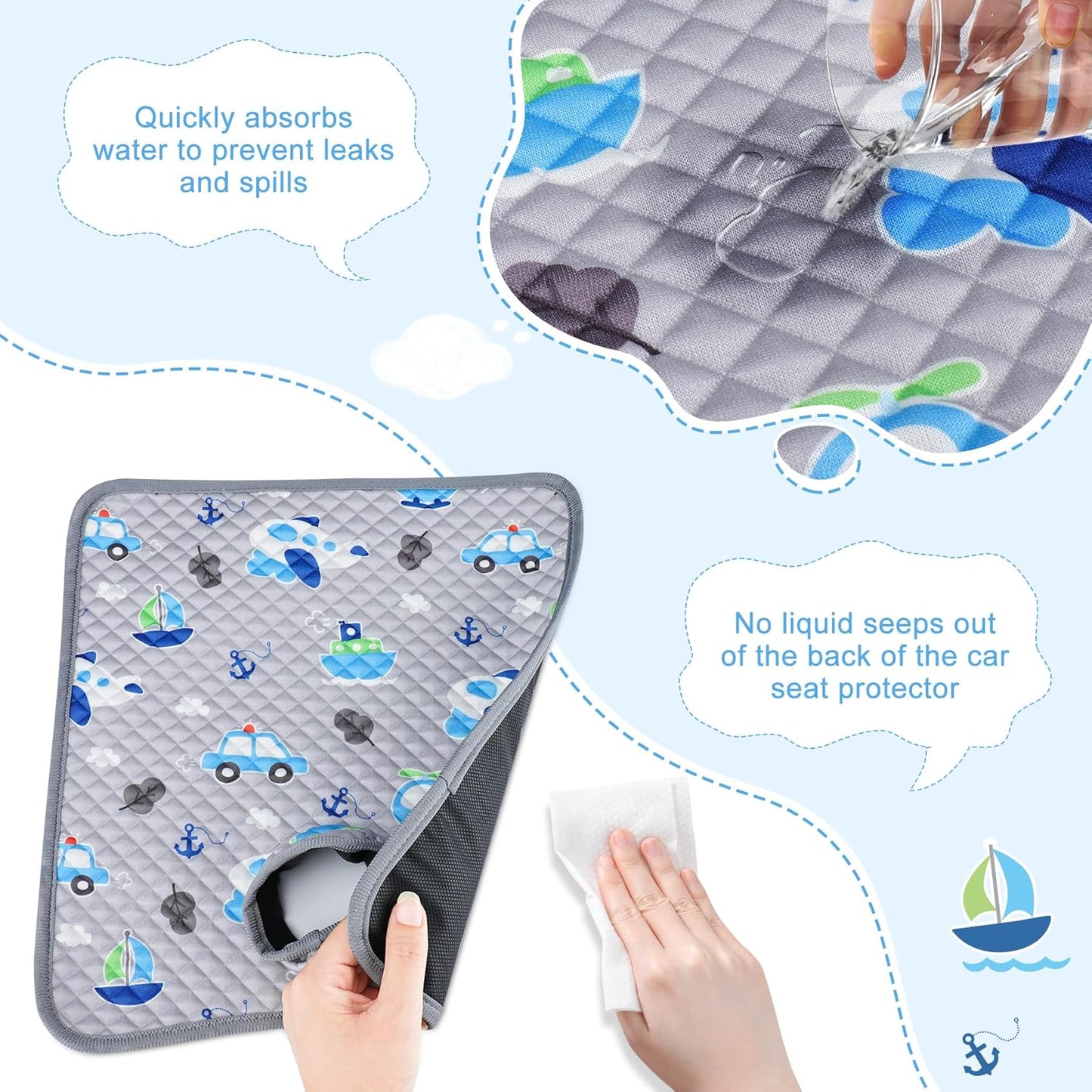 Car Seat Protector for Potty Training, 2 Pack Waterproof CarSeat Liner Toilet Training for Baby Infant Toddler, Dry Seat Piddle Pads Cover for Strollers (Gray)