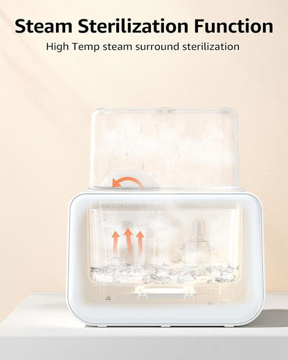 GROWSNY Fast Baby Bottle Warmer, 12-in-1 Milk Warmer with Steam and Water Bath Warming Modes for Breastmilk &Formula, Food Heating,with Thaw, Steri-lize, Egg Boil Function, Fits Most Types of Bottles