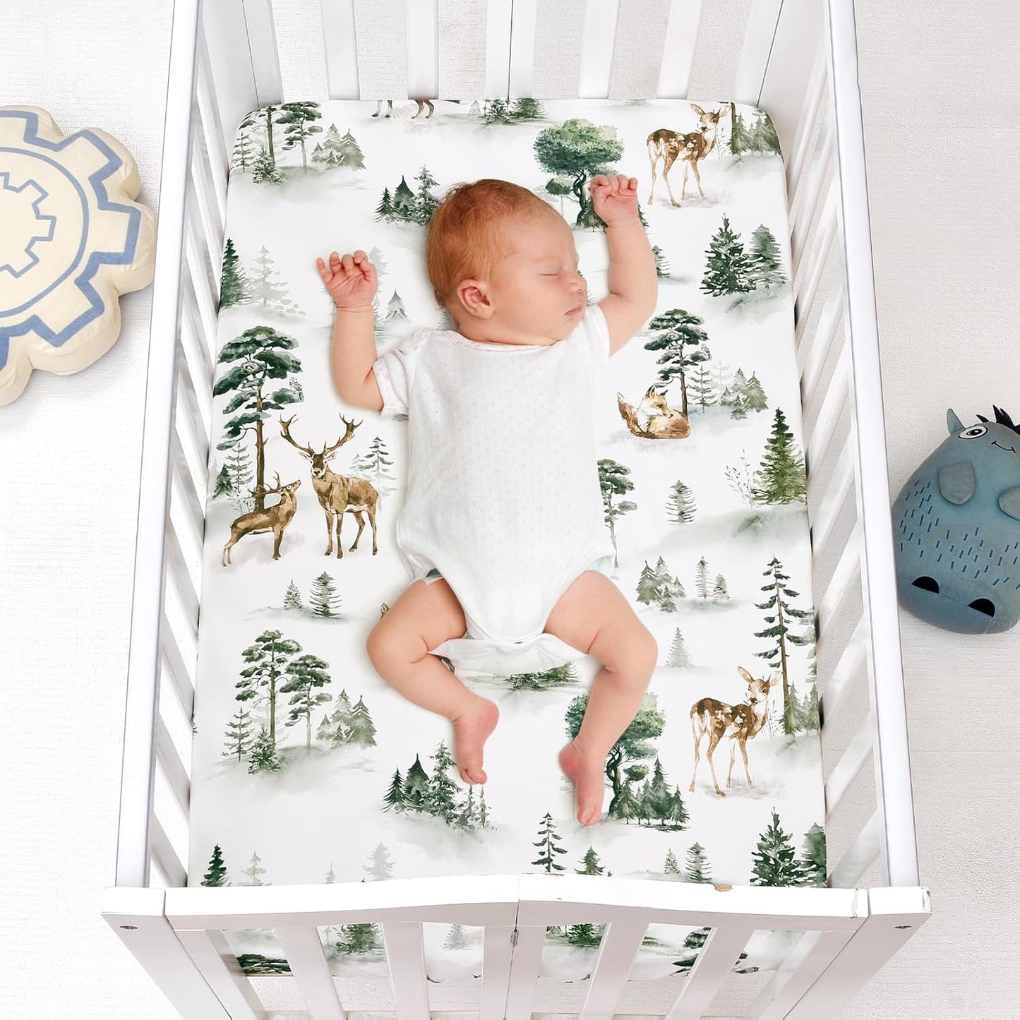 PHF 3 Pack Soft Mini Crib Sheets, Floral & Animal Pack N Play Sheets for Baby Boys Girls, No Slip Universal Fit for Pack N Play, Playard, Portable and Mini Crib Mattresses,Floral & Animal