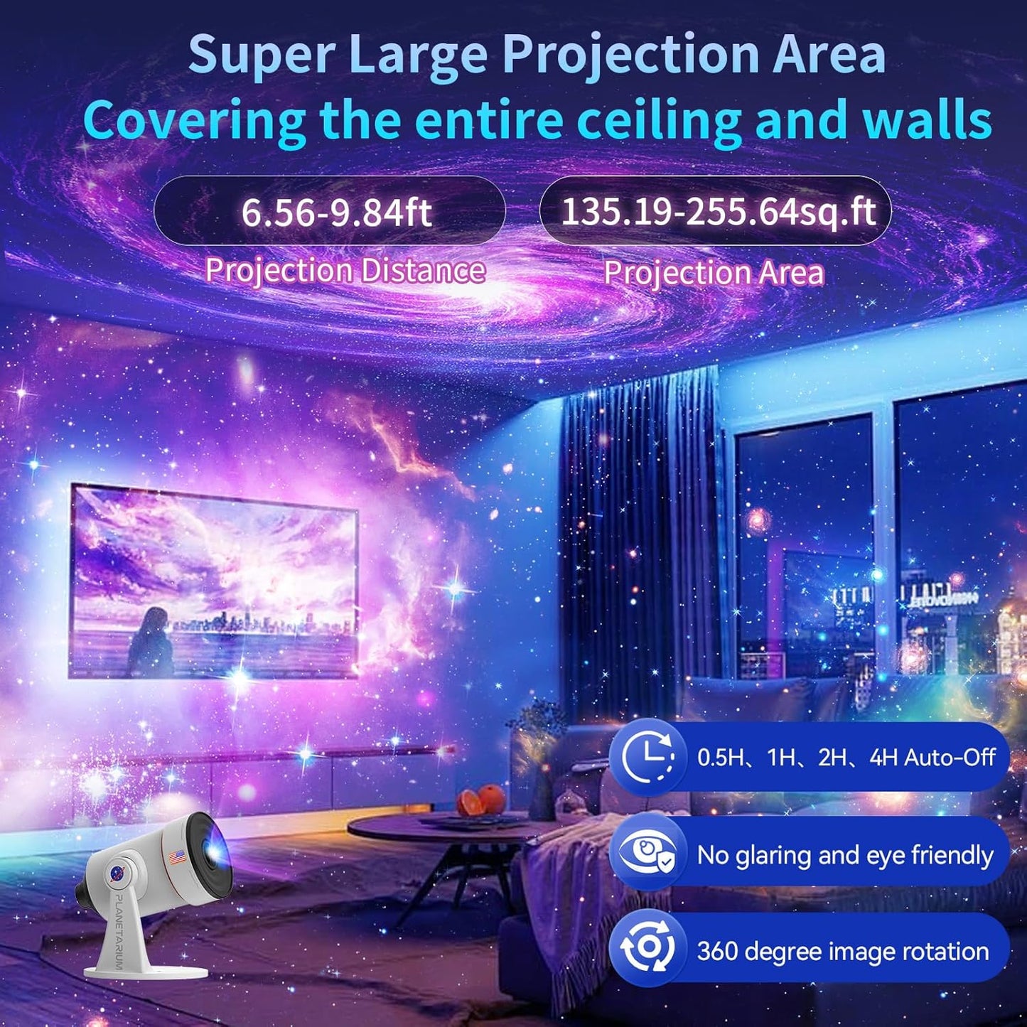 [White Noise] Galaxy Projector with Sound Machine 28 Soothing Sounds Memory Function Sleeping Timer Star Light Planetarium Projector with Starry Sky Space Solar System Moon Nebula for Adults Baby Kids