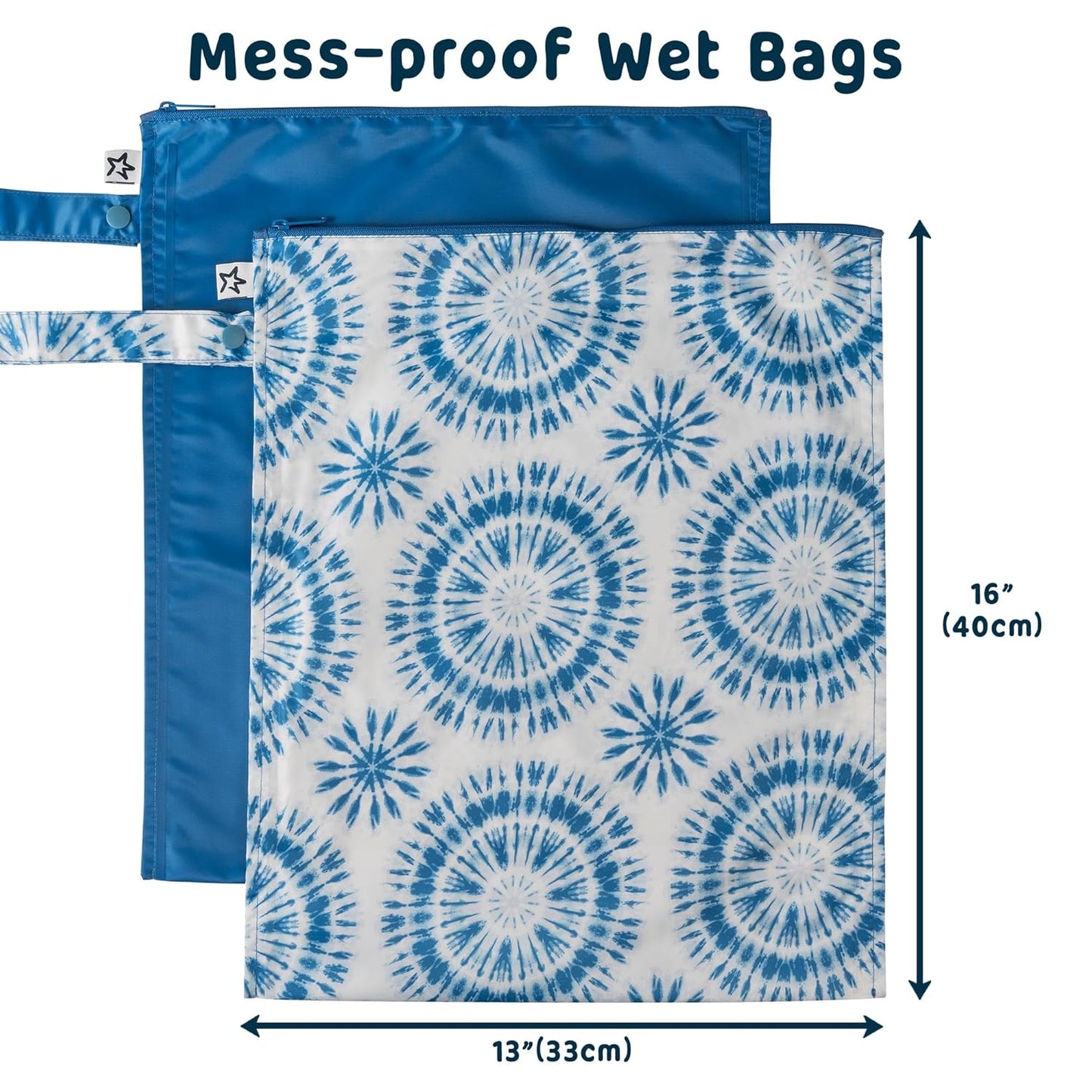 Tiny Twinkle Mess Proof Wet Bags | 2-Pack Reusable Waterproof Wet Bags for Swimsuits | Baby Clothes | Travel & Diaper Bag (Pink, Brown Checkers) - Colors B