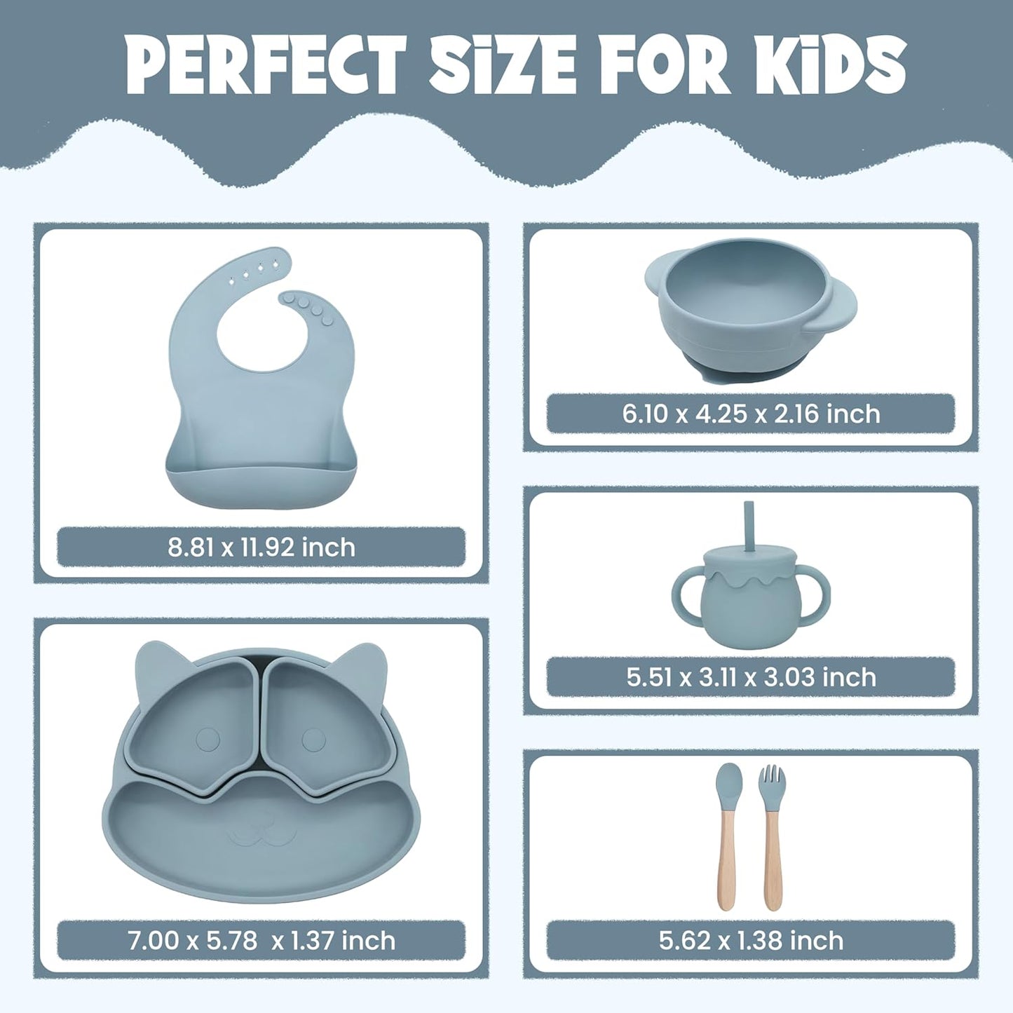 Baby Feeding Essentials, Baby Led Weaning Supplies, Silicone Baby Feeding Set, with Baby Spoon, Fork, Baby Bib, Sippy Cup, Suction Plate, Suction Bowl, Baby Eating Essentials, 6+ Months (Beige)