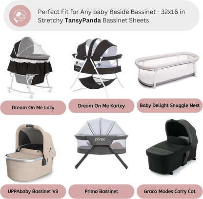 Muslin Bassinet Sheets for Angelbliss, Cowiewie, Amke, Jimglo, Suihuooo, Wayfong Baby Bassinet Bedside Sleeper by TansyPanda, 3PC, 20×33in, Ultra Soft, Breathable, Snug Fit, Unisex Boys Girls, Maadi