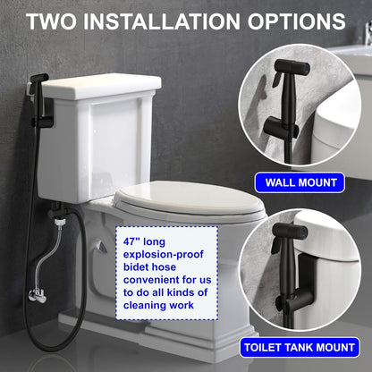 SHAMANDA Handheld Bidet Sprayer for Toilet, Stainless Steel Baby Cloth Diaper Sprayer Kit, Bathroom Toilet Bidet Attachment Set for Bathing Pets Feminine Hygiene, Matte Black BDS01-7