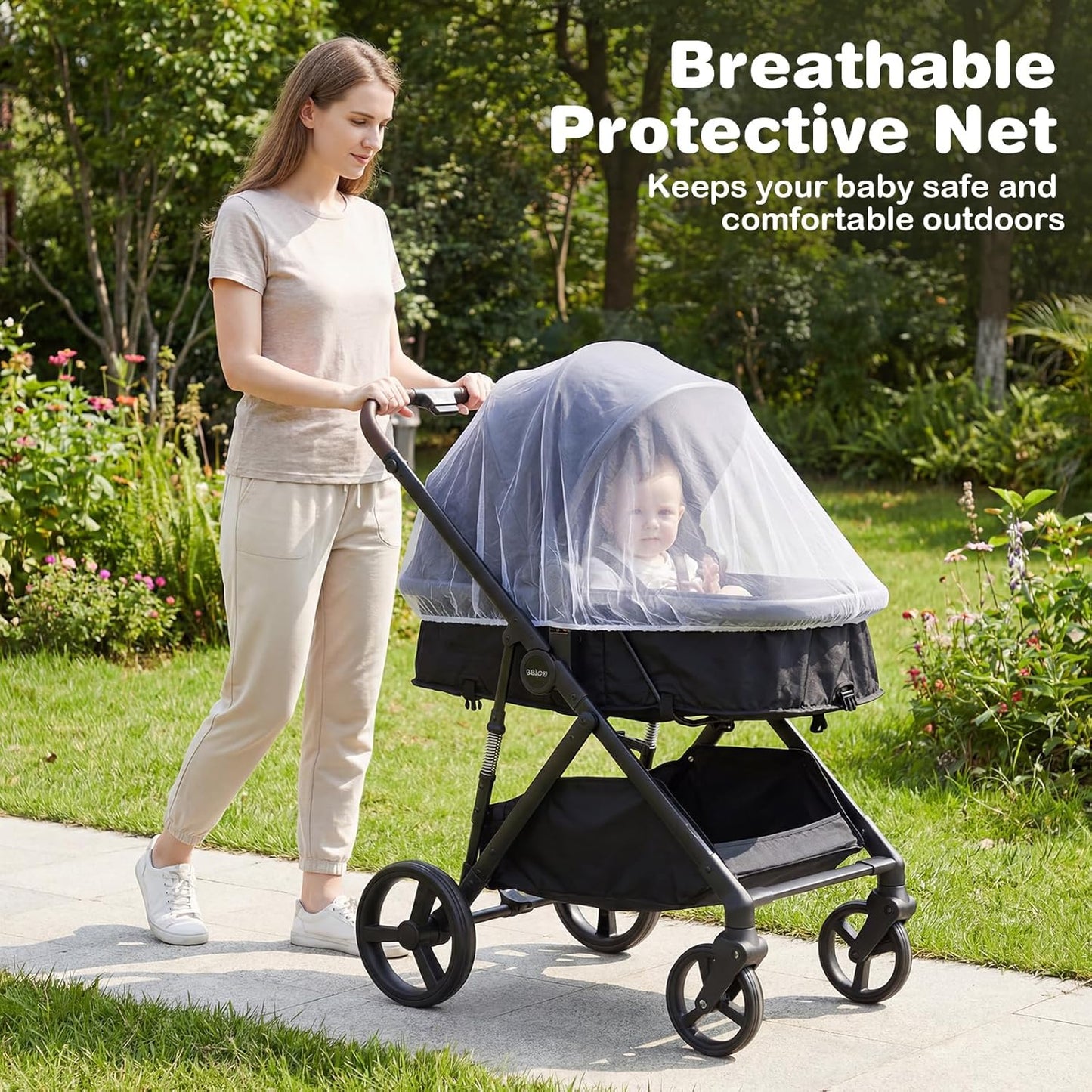 BABY JOY 2 in 1 Baby Stroller, High Landscape Convertible Bassinet Stroller with Reversible Seat, Net, Adjustable Canopy, Cup Holder, Foldable Pushchair Pram Stroller for Newborn Toddlers (Gray)