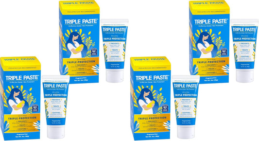 Triple Paste Diaper Rash Cream for Baby - 3 oz Tube – Zinc Oxide Ointment Treats, Soothes & Prevents Diaper Rash, Pediatrician-Recommended Hypoallergenic Formula, Baby Essentials for Daily & Overnight