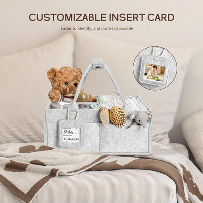 GEMII Diaper Caddy Organizer-Large Baby Caddy Organizer with Handle, Newborn Registry Essentials, Baby Shower Basket Gifts for Boys or Girls (Oatmeal, Large)