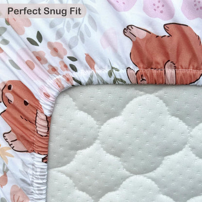 4 Pack Bassinet Sheets (19" x 33"), Compatible with Baby Delight, BabyBond, Dream On Me and Most Rectangle Bedside Sleeper Bassinet Mattress, Soft and Skin-Friendly, Mint Green and Color Rainbow
