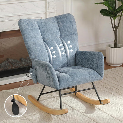 Nursery Rocking Chair Teddy Upholstered Glider Rocker Rocker Accent Chair with High Backrest Armchair Comfy Side Pocket Modern Rocking Accent Chairs for Living Room, Nursery, Office-Green