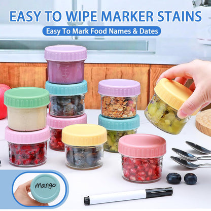 Accguan 16 Pack Glass Baby Food Storage Containers, 4 oz Baby Food Jars with Lids, Baby Food Maker for Microwave & Dishwasher Freezer Safe,BPA Free