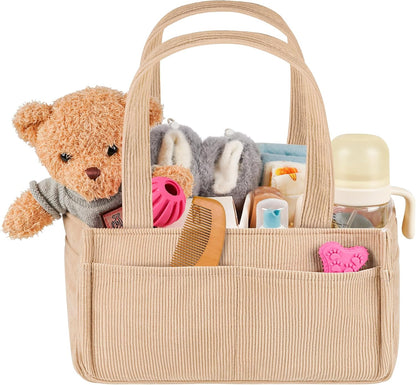 Baby Diaper Caddy Organizer - Portable Nursery Storage Basket for Newborn Essentials, Foldable Diaper Bag Organizer for Baby Shower Gifts and Registry Must-Haves, Car Organizer with Dividers (Blue)