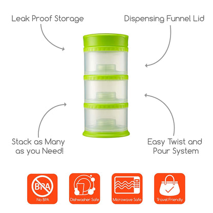 Innobaby Packin' Smart Stackable and Portable Storage System for Formula, Liquid, Baby Snacks and More. 3 Stackable Cups in Strawberry. BPA Free., 12 Ounce