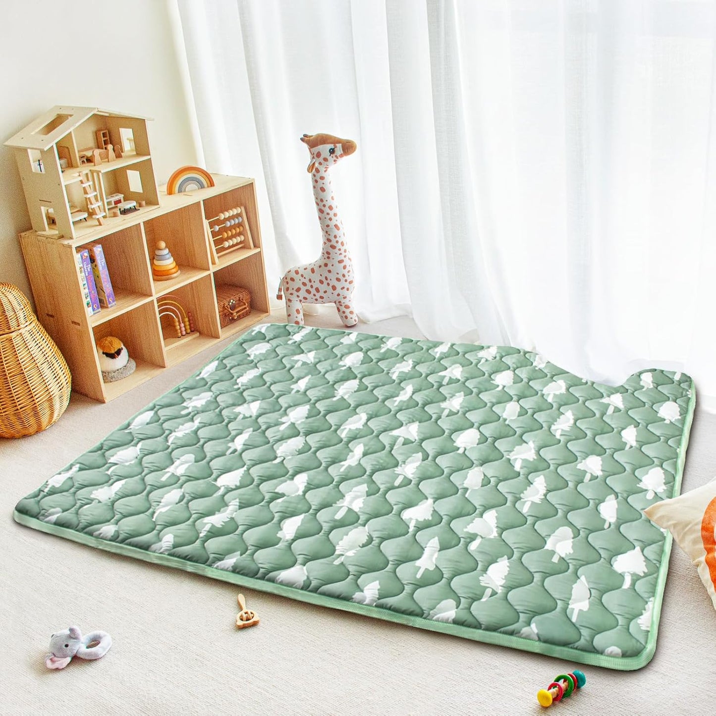Baby Play Mat, 50x50 Playpen Mat with Super Soft Touch, Activity Mats with Upgraded Anti-Slip Bottom, Machine Washable Crawling Mats for Floor & Picnic (Animal Alphabets)