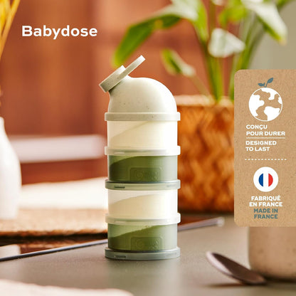 Babymoov Babydose Formula Dispenser On-the-Go, BPA-Free Baby Formula and Snack Container, Travel Essential, 4 Airtight Compartments, XL Capacity, Ergonomic, Dishwasher-Safe, Made in France, Green