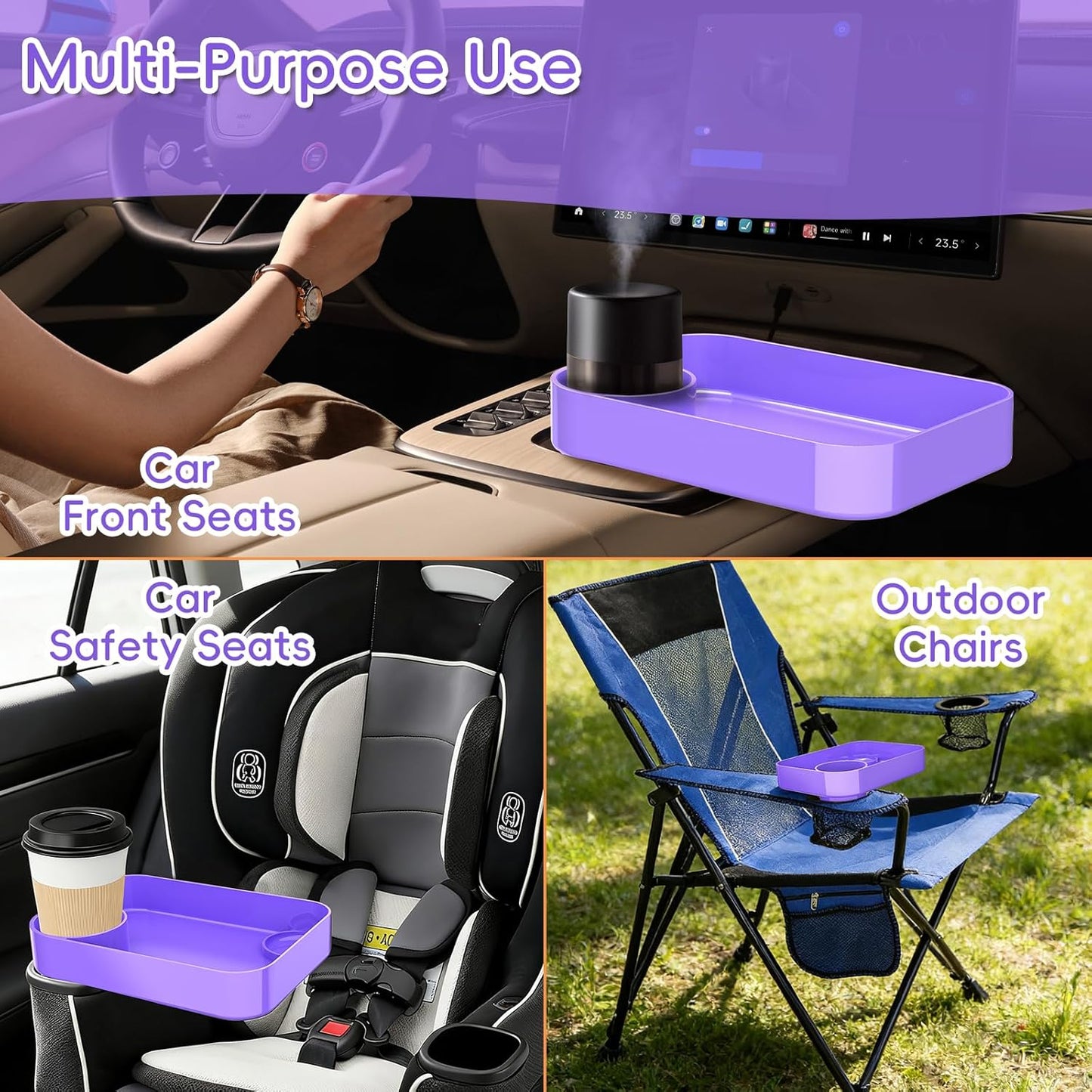 Kids Car Seat Tray, Travel Tray with Cup Holder for Toddler Baby, Kids Car Seat Food Snack Organizer for Road Trip, Stroller Snack Organizer Travel Must Haves Toddler Must Haves (Dark Gray, 1PCS)