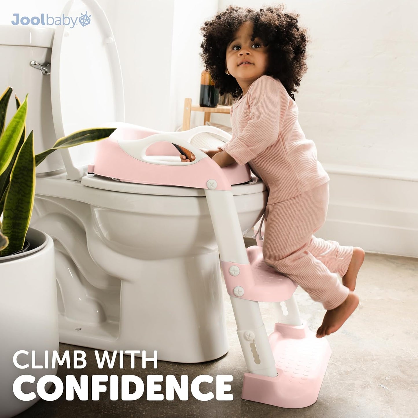Jool Baby Potty Training Seat with 2 Step Ladder for Toddlers - Splash Guard, Adjustable Height (Gray)