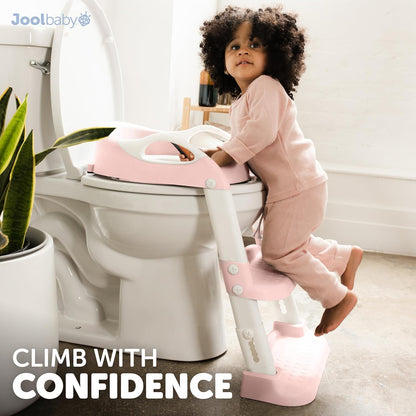 Jool Baby Potty Training Seat with 2 Step Ladder for Toddlers - Splash Guard, Adjustable Height (Gray)