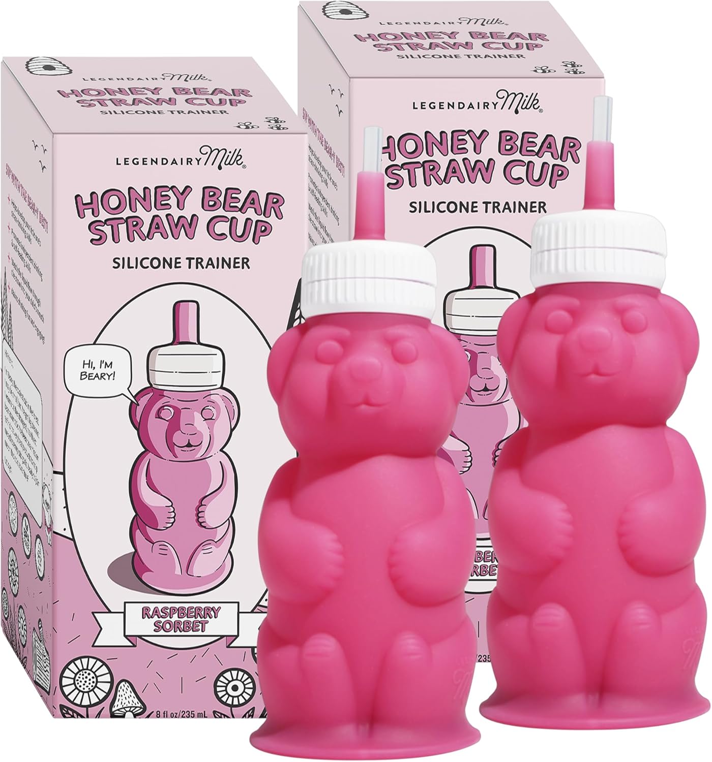 Legendairy Milk Honey Bear Straw Cup for Baby & Toddler, Silicone Squeeze Training Straw Cup, Leak Resistant Baby Sippy Cup with Straw, BPA Free, Dishwasher Safe, Bottle Transition, 8 oz, Green