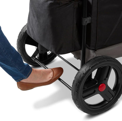 Radio Flyer City Luxe Stroll 'N Wagon, for Ages 1+, 3-in-1 Push or Pull, with Bench Mode, Easy Fold, UV Canopy, 5-Point Harnesses, Front Caster Wheels & 12" Rear Wheels, Stroller Wagon for Kids
