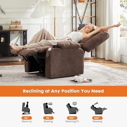 Sweetcrispy Recliner Chair, 360 Swivel Rocker Chair for Adults, Glider Rocker Recliners, Nursery Chairs for Living Room, High Back, Upholstered Deep Seat, Classical Brown
