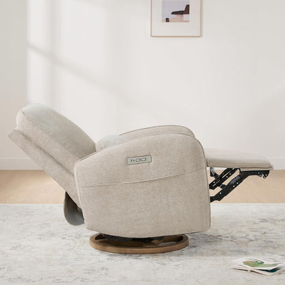 CHITA Power Nursery Glider Recliner Chair, Electric Swivel Rocker Recliner for Adults, Rocking Chair with Removable Lumbar Pillow for Living Room, FSC Certified, Fabric in Linen