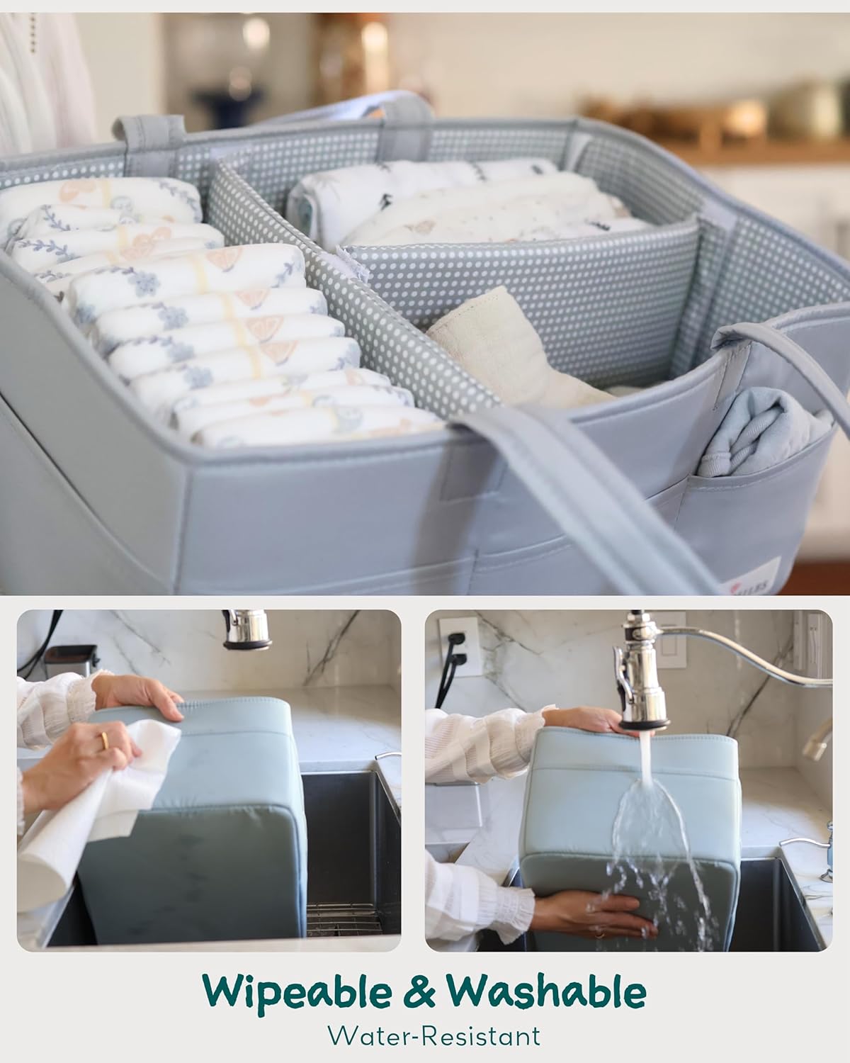 Lily Miles Baby Diaper Caddy Organizer - Large Tote Bag for Newborn essentials Boy or Girl - Baby Shower Basket - Nursery Must Haves - Registry Favorites - Newborn Caddie Car Organizer