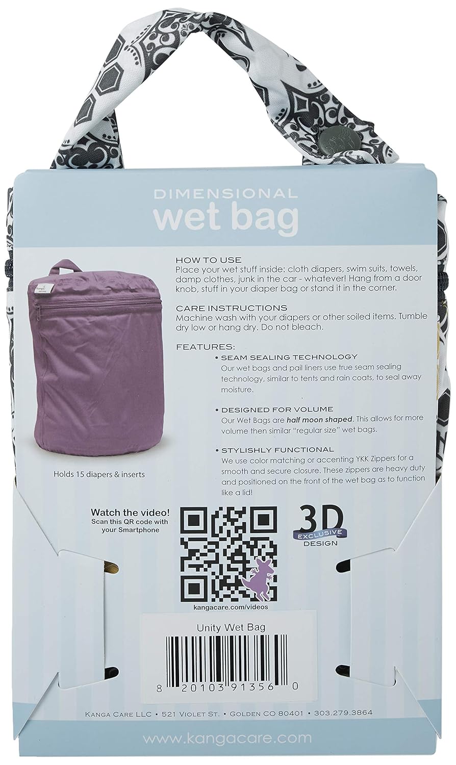 Kanga Care Wet Bag Seam Sealed Waterproof 3D Dimensional for Baby Cloth Diapers, Travel, Beach, Pool, Gym, Swim | Clover - Colors A