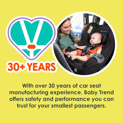 Baby Trend Trooper™ Slim 3-in-1 Convertible Car Seat, Dash Black – Slim Fit, 3-in-1 Growth Modes, Lightweight Design, Adjustable Comfort Padding