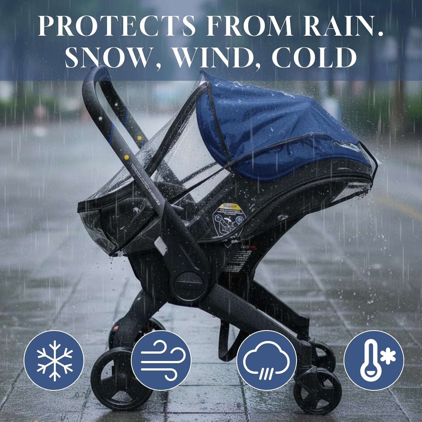Car Seat Rain Cover, Compatible with Doona Infant Car Seat Stroller, Food Grade EVA with Side Ventilation - Waterproof Windproof Protection Against Rain Snow Wind Dust Cold