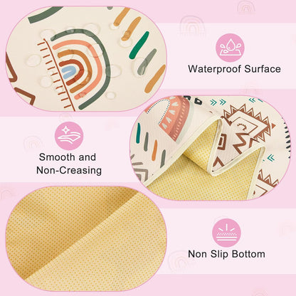 Basumee Splat Mat High Chair Mat Waterproof Baby Play Splat Mat for Under High Chair Food Catcher Highchair Mat for Floor Non Slip Bottom, Pink Rainbow, 46x42 Inches