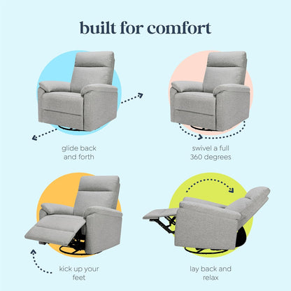 Davinci Suzy Glider Recliner Nursery Chair - Glider Rocking Chair for Nursery and Living Room - GREENGUARD Gold, FSC & Certi-PUR US Certified - 360° Swivel Rocker Recliner Chair (Cozy Cream Boucle)