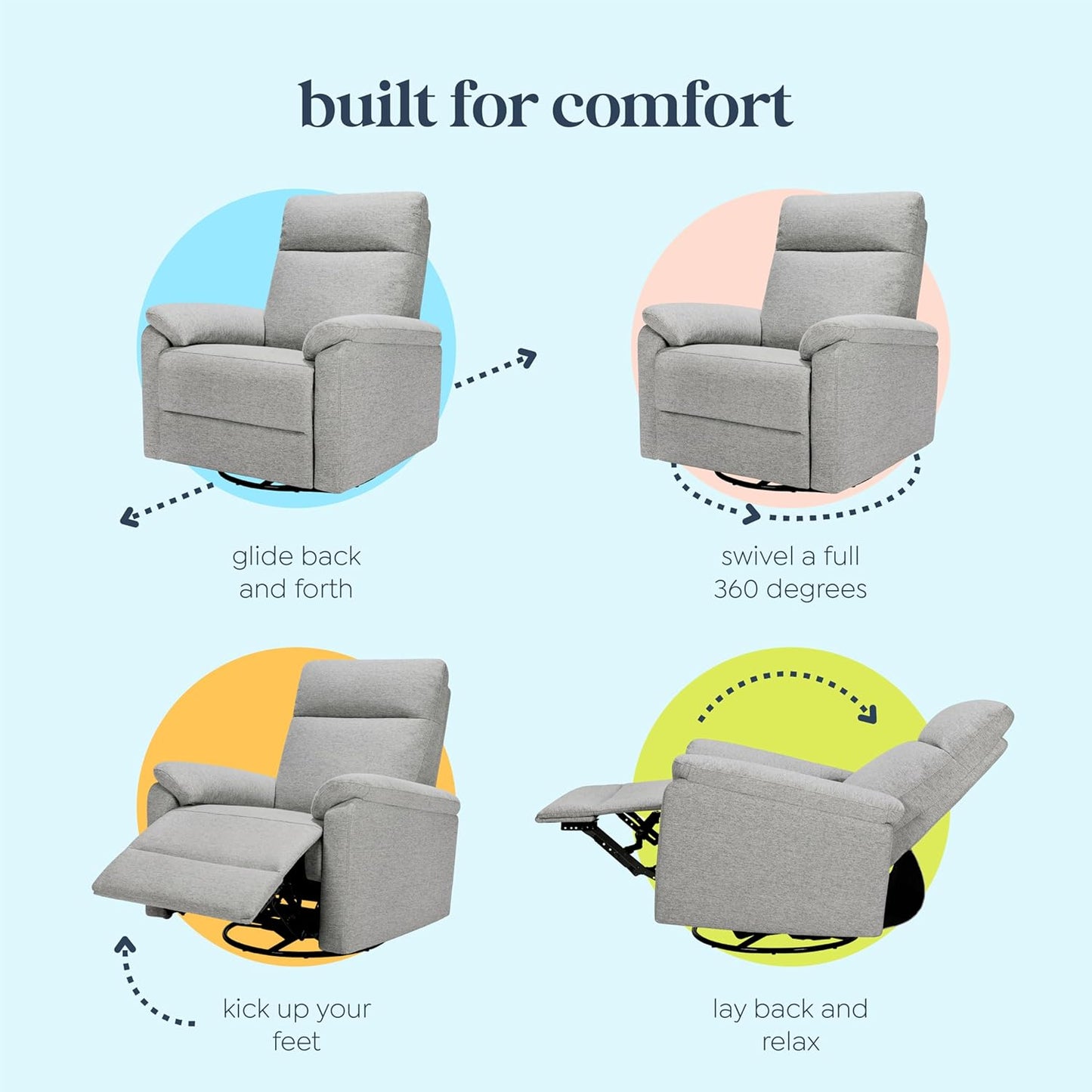 Davinci Suzy Glider Recliner Nursery Chair - Glider Rocking Chair for Nursery and Living Room - GREENGUARD Gold, FSC & Certi-PUR US Certified - 360° Swivel Rocker Recliner Chair (Cozy Cream Boucle)
