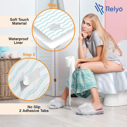 Relyo Disposable Toilet Seat Cover for Travel – 20 Pack with Covers Wrapped in Sets of 2, Non-Flushable Liners, Fits Most Seats – Kids, Toddlers, Adults (Dinosaurs, 20)