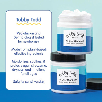 TUBBY TODD All Over Ointment Baby Eczema Cream, Everyday Multi-Purpose Baby Skin Relief Cream, Sensitive and Dry Skin, Rash & Irritation - Steroid & Gluten Free, Fragrance-Free, 8 oz, 2 Pack
