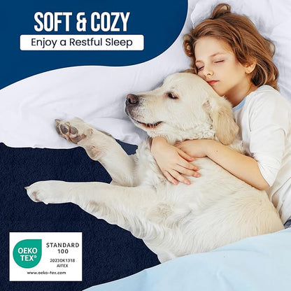 Twin Size Mattress Protector Waterproof, Premium 200 GSM Terry Mattress Cover, Soft & Breathable Bed Cover, Fitted Sheet Style Stretchable Deep Pockets 15" by Utopia Bedding (Navy Blue)