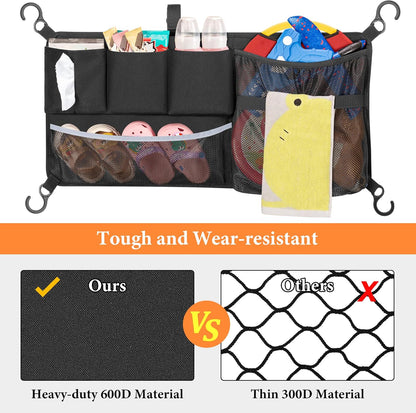 Stroller Wagon Cargo Net, Wagon Accessories Organizer Compatible with WONDERFOLD W-Series Models, Large Capacity Mesh Cargo Storage Bag with Sorting Pockets Compatible with Keenz Wagon, Black