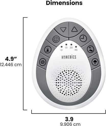 Homedics White Noise Sound Machine, Small Travel Sound Machine with 4 Relaxing Nature Sounds, Portable Sound Therapy for Home, Office, Nursery, Auto-Off Timer, by Homedics
