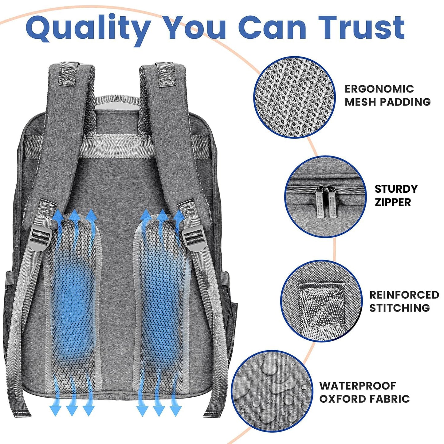 PILLANI Baby Diaper Bag Backpack - Large Waterproof Travel Diaper Bag for Boys & Girls, 16 Organizer Pockets with Changing Pad, Insulated Bottle Pockets & Stroller Straps, Baby Shower Gifts, Dinosaur