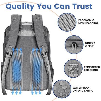 PILLANI Baby Diaper Bag Backpack - Large Waterproof Travel Diaper Bag for Boys & Girls, 16 Organizer Pockets with Changing Pad, Insulated Bottle Pockets & Stroller Straps, Baby Shower Gifts, Dinosaur