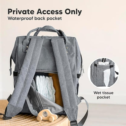 KeaBabies Baby Diaper Bag Backpack - Large Baby Bag for Boys, Girls, Waterproof Multi Function Travel Diaper Backpack with Changing Pad, Durable Travel Essentials for Moms and Dads (Classic Gray)