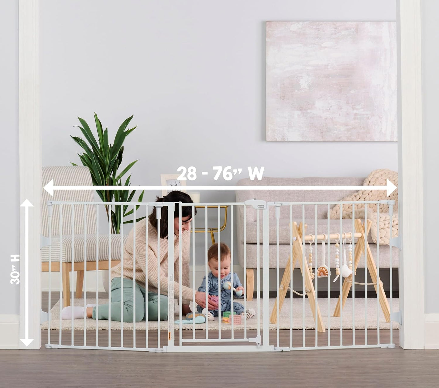 Regalo Safety 192" Super Wide Baby Gate & Play Yard, 2-in-1 Convertible Extra Wide Safety Barrier, Hardware Mounted for Toddlers & Pets, Tested & Safe for 30 Years, American Designed & Owned, White
