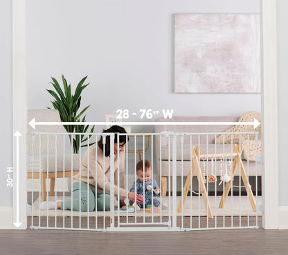Regalo Safety 192" Super Wide Baby Gate & Play Yard, 2-in-1 Convertible Extra Wide Safety Barrier, Hardware Mounted for Toddlers & Pets, Tested & Safe for 30 Years, American Designed & Owned, White
