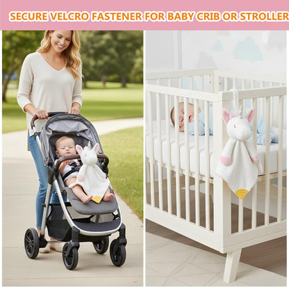 BEREST Unicorn Baby Sleep Soother 4-in-1 Sound Machine with Heartbeat & White Noise|Security Blanket & Pacifier Holder|Soothing Plush Toy for Newborns|Perfect Baby Registry Essential