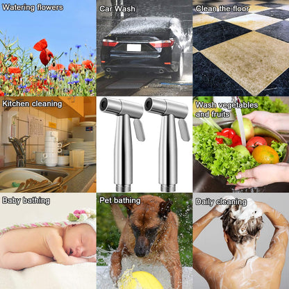 Mudder 2 Pieces Bidet Sprayer Head Stainless Steel Bidet Attachment for Toilet Handheld Cloth Bathroom Diaper Sprayer for Kitchen Adjustable Water Pressure Control (Black)
