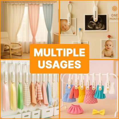HASHI Baby Clothes & Pants Clips, Non-Slip Hanger Clips with Strong Grip, Space-Saving Organizer for Baby & Toddler Laundry, Closet, Socks, Stroller, Travel & Drying Rack (60, Standard)