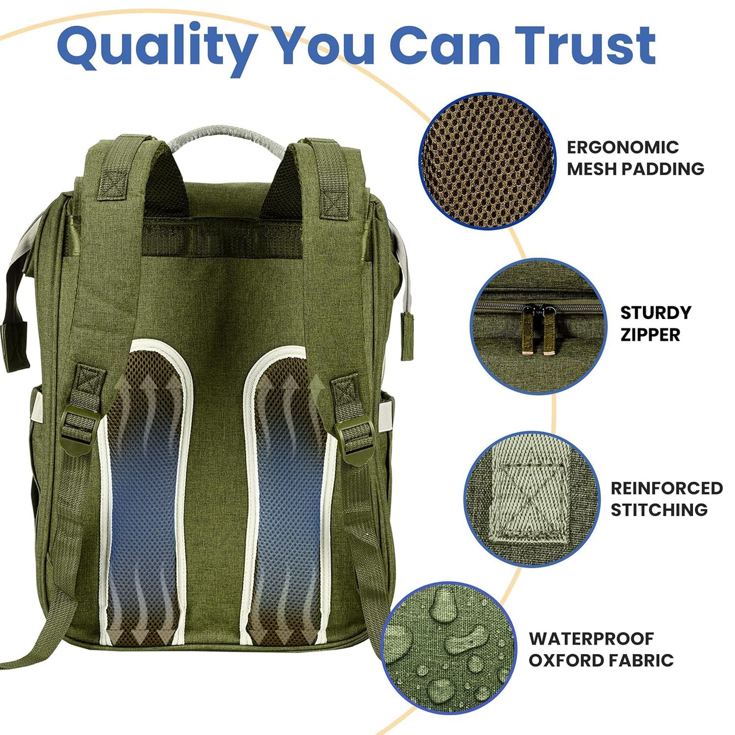 PILLANI Baby Diaper Bag Backpack - Large Waterproof Travel Diaper Bag for Boys & Girls, 16 Organizer Pockets with Changing Pad, Insulated Bottle Pockets & Stroller Straps, Baby Shower Gifts, Dinosaur