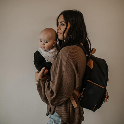 Parker Baby Co. Diaper Backpack - Full Zip Diaper Bag with Insulated Pockets - Black